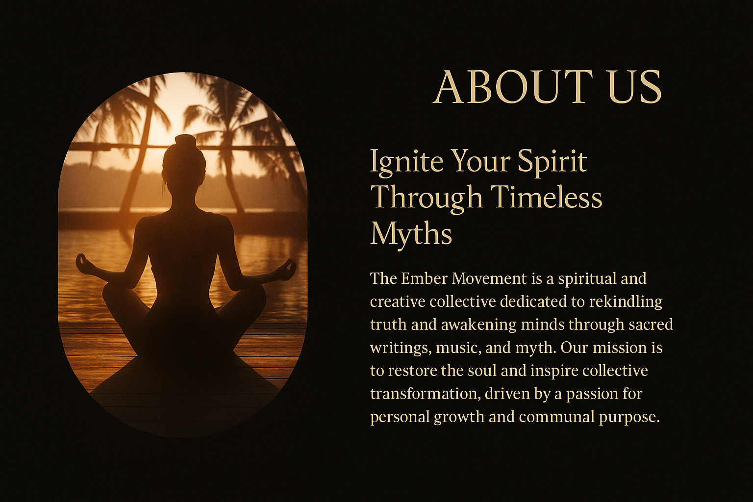 Meditative figure silhouetted by firelight representing the inner spark and awakening of the Ember Movement.